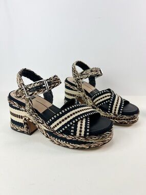Dolce Vita Made in Brazil Grayce Platform Sandal Natural & Black Woven size 9
